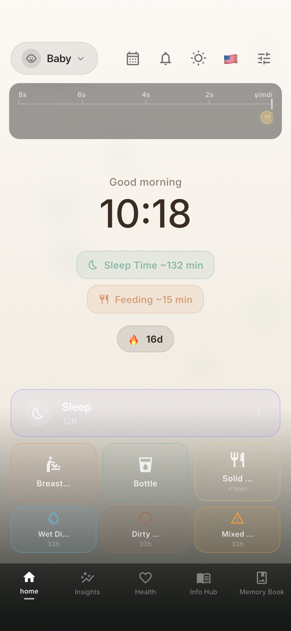 Whispie showing sleep time in about 132 minutes