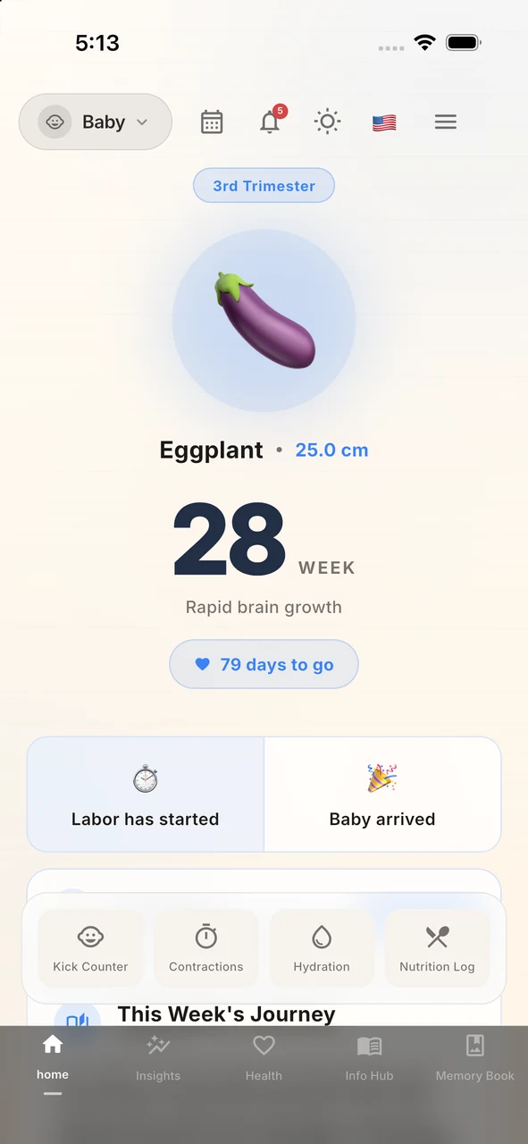 Whispie pregnancy tracking screen
