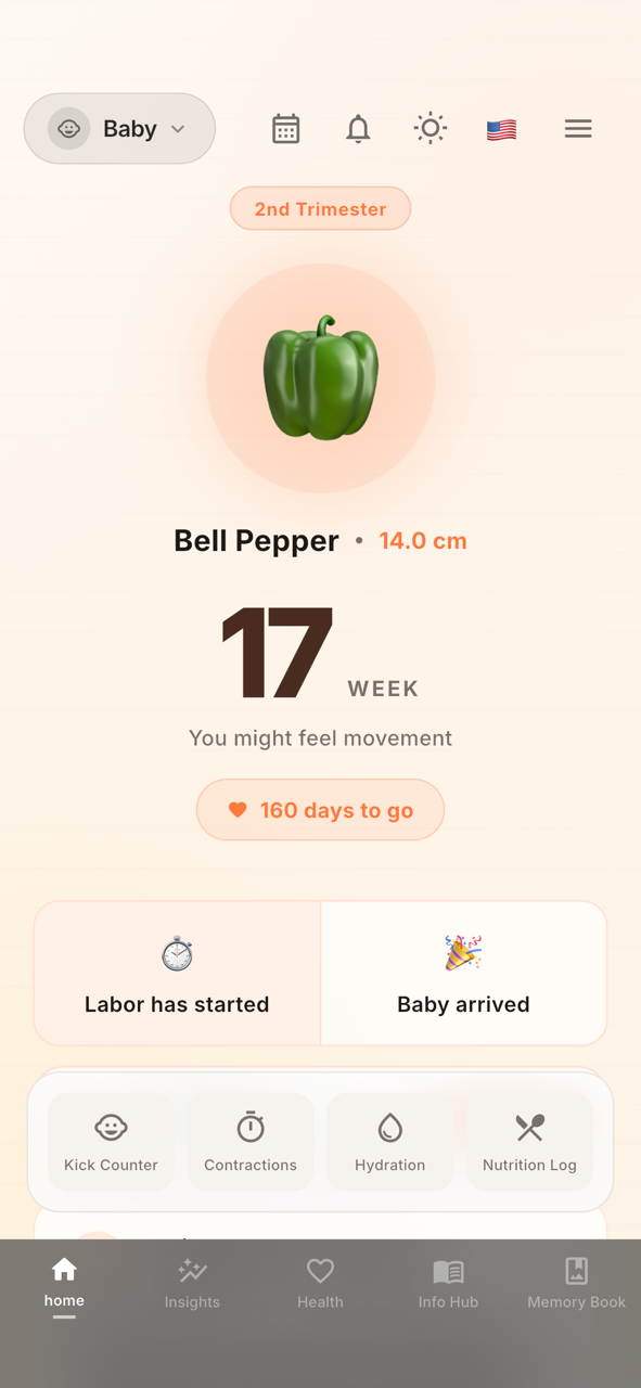 Whispie pregnancy tracking screen