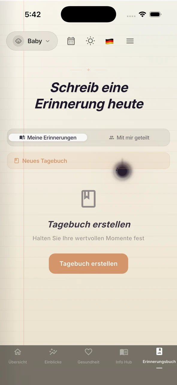Memory journal screen